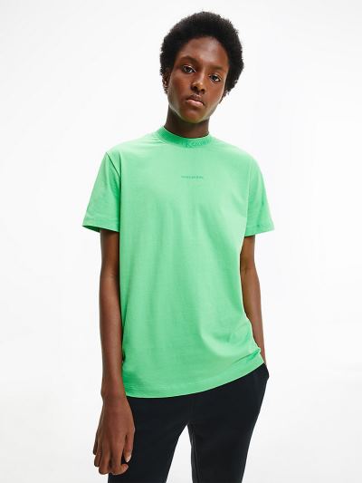 Calvin Klein Ruhák HU616020 | Calvin Klein Organic Cotton Logo Collar Férfi Póló Zöld